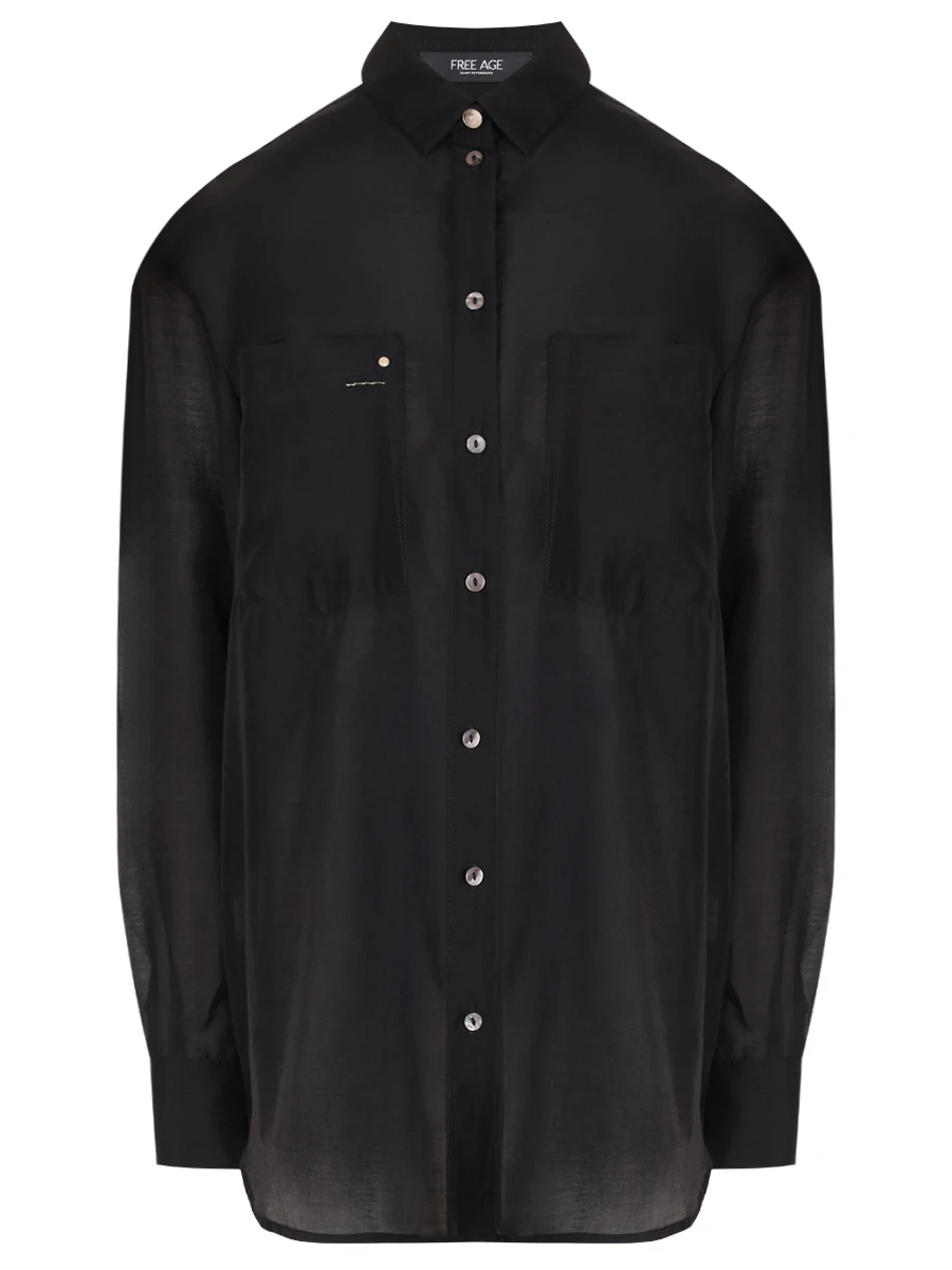 

Блуза из хлопка и тенселя, Черный, WS25.BL012.6001.900