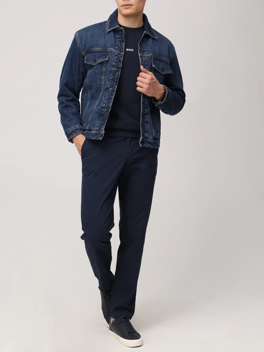 Брюки Slim Fit хлопковые BOSS 50534612/404 Синий  Фото 2