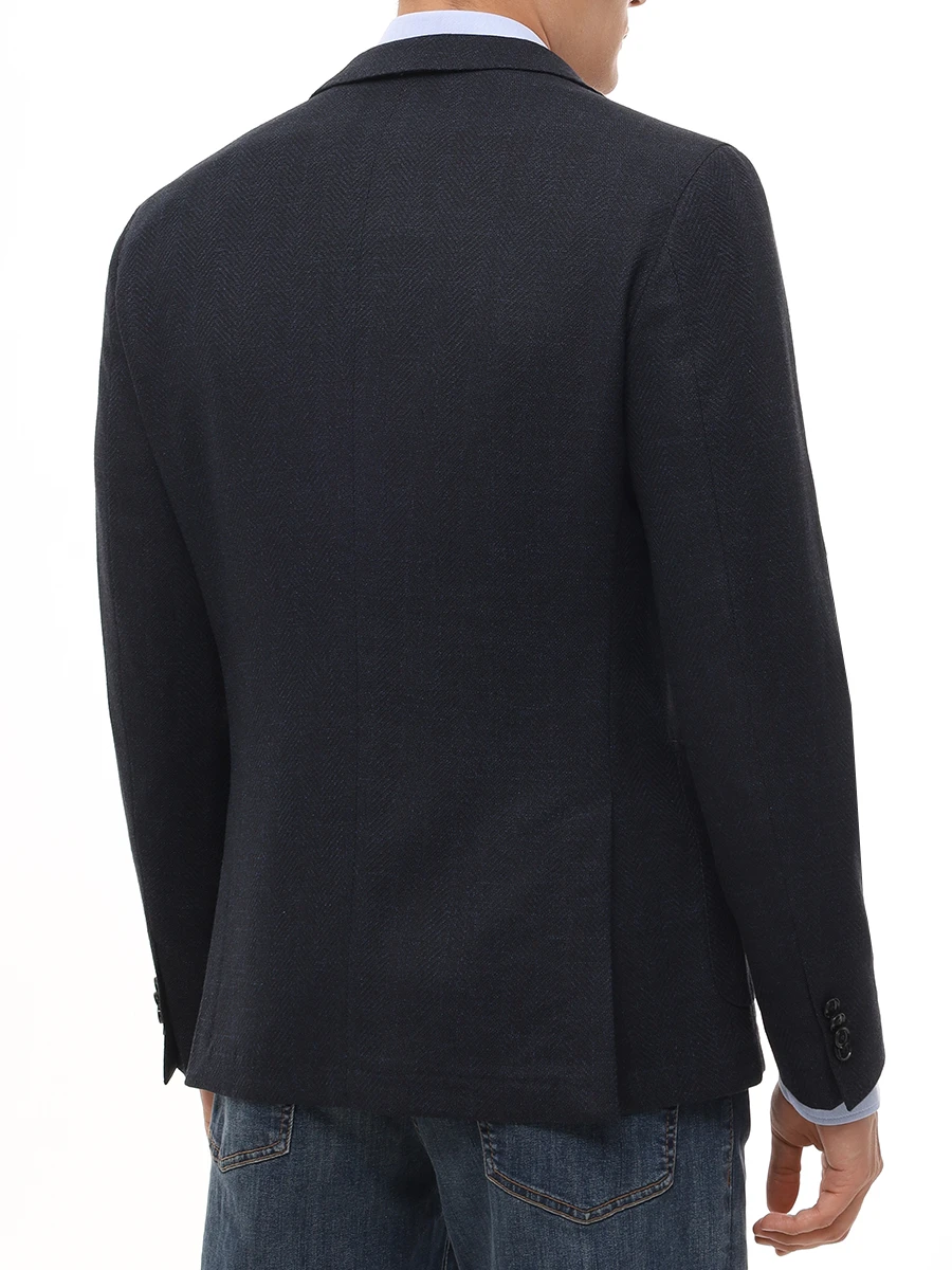 Пиджак Slim Fit из хлопка и вискозы BOSS 50538028/404 Синий  Фото 3