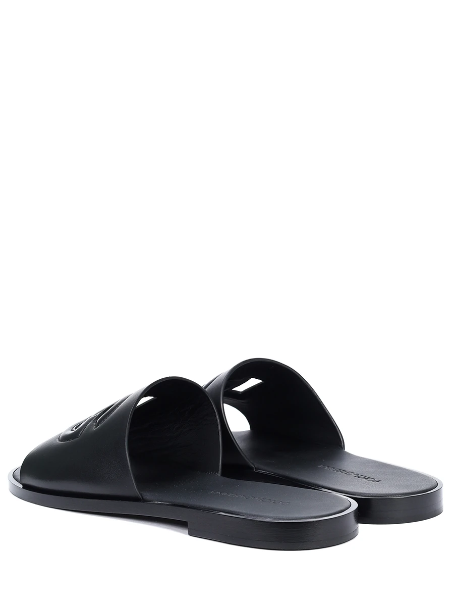 Шлепанцы кожаные DOLCE & GABBANA A80397 AO602 80999 Черный  Фото 4
