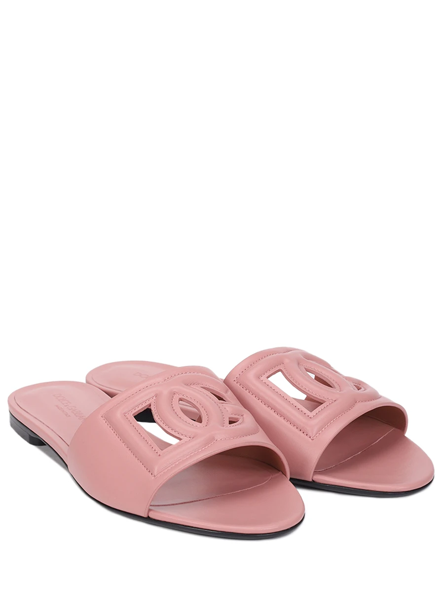 Шлепанцы кожаные Bianca DOLCE & GABBANA CQ0436 AY329 80405 Розовый  Фото 2