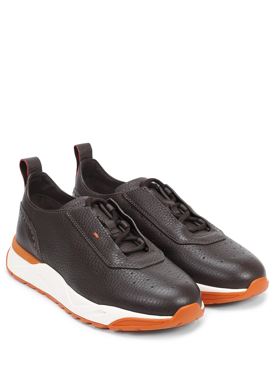 Кроссовки кожаные SANTONI MBIG22073BIRTMIAT55 Коричневый  Фото 2
