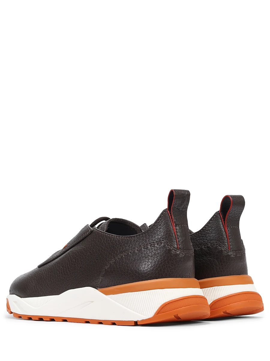 Кроссовки кожаные SANTONI MBIG22073BIRTMIAT55 Коричневый  Фото 4