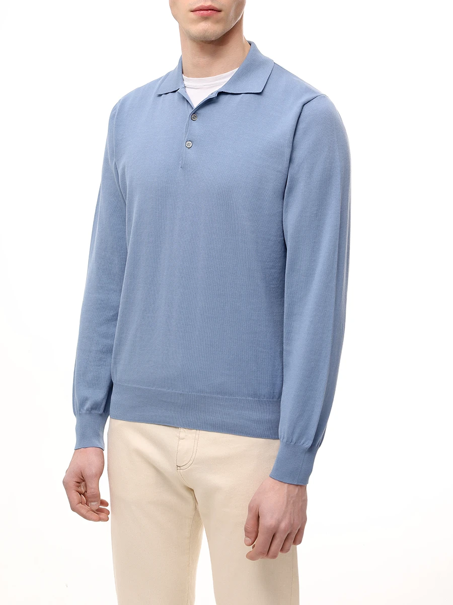 Поло хлопковое CANALI MK00145/C0017/420 Голубой  Фото 4
