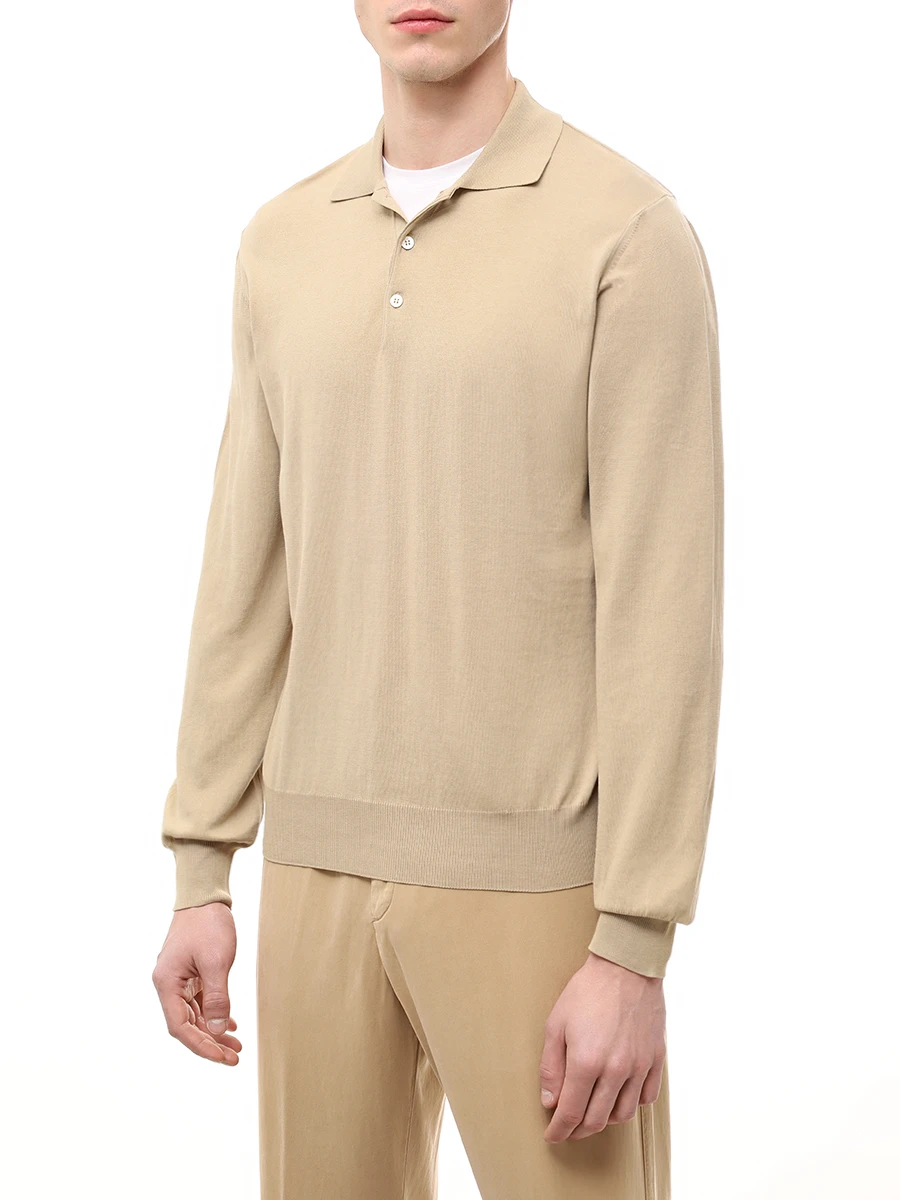 Поло хлопковое CANALI MK00145/C0017/714 Бежевый  Фото 4