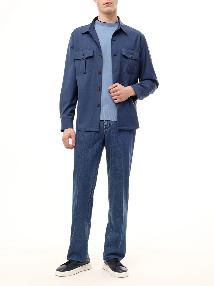 Футболка хлопковая CANALI MK02261/C1050/420 Голубой  Фото 2