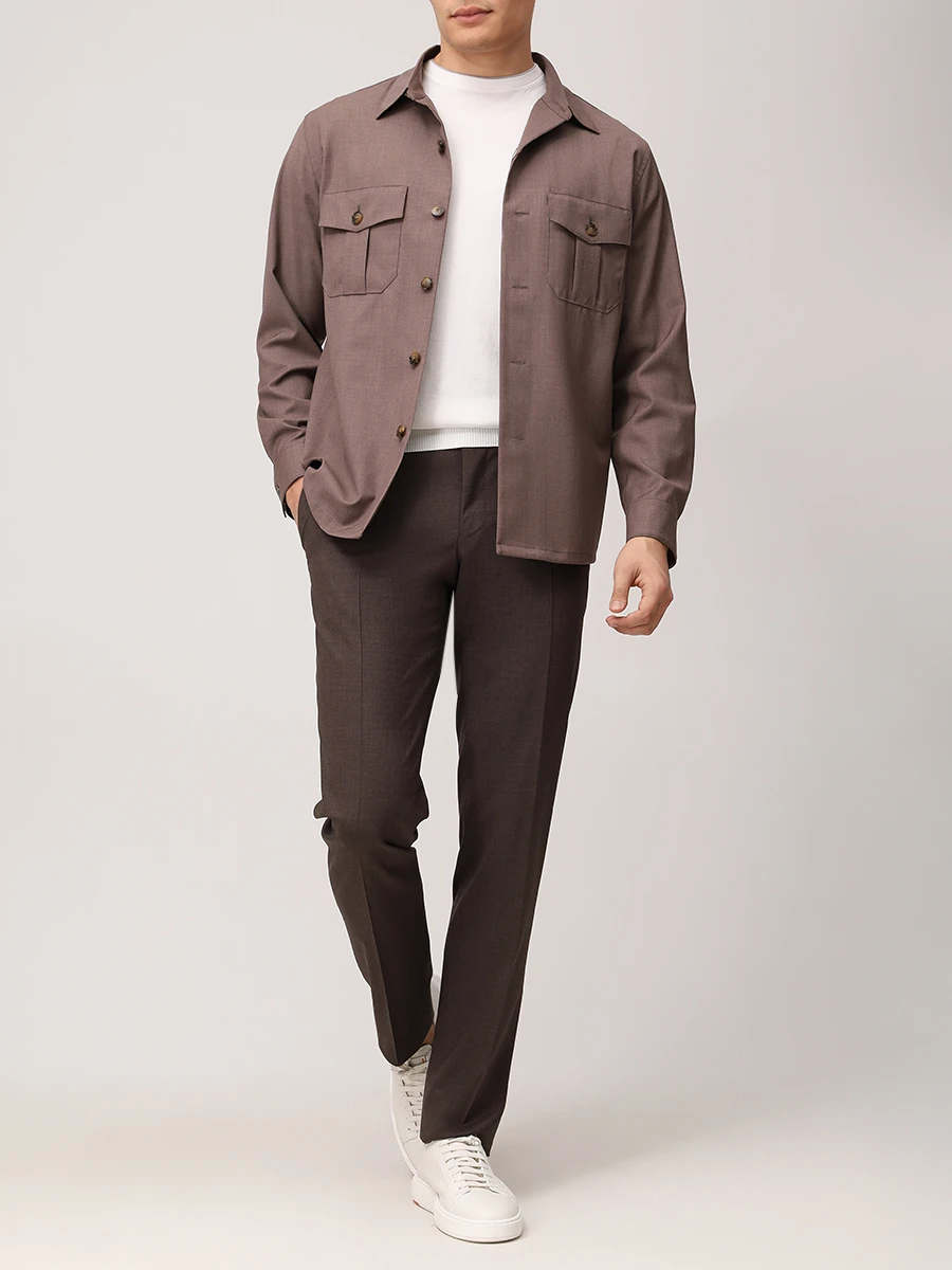 Брюки шерстяные CANALI EU00551/71019/503/6R Коричневый  Фото 2