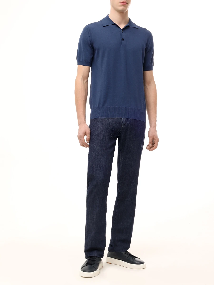 Джинсы Regular Fit хлопковые CANALI PD01487/91719/302 Синий  Фото 2