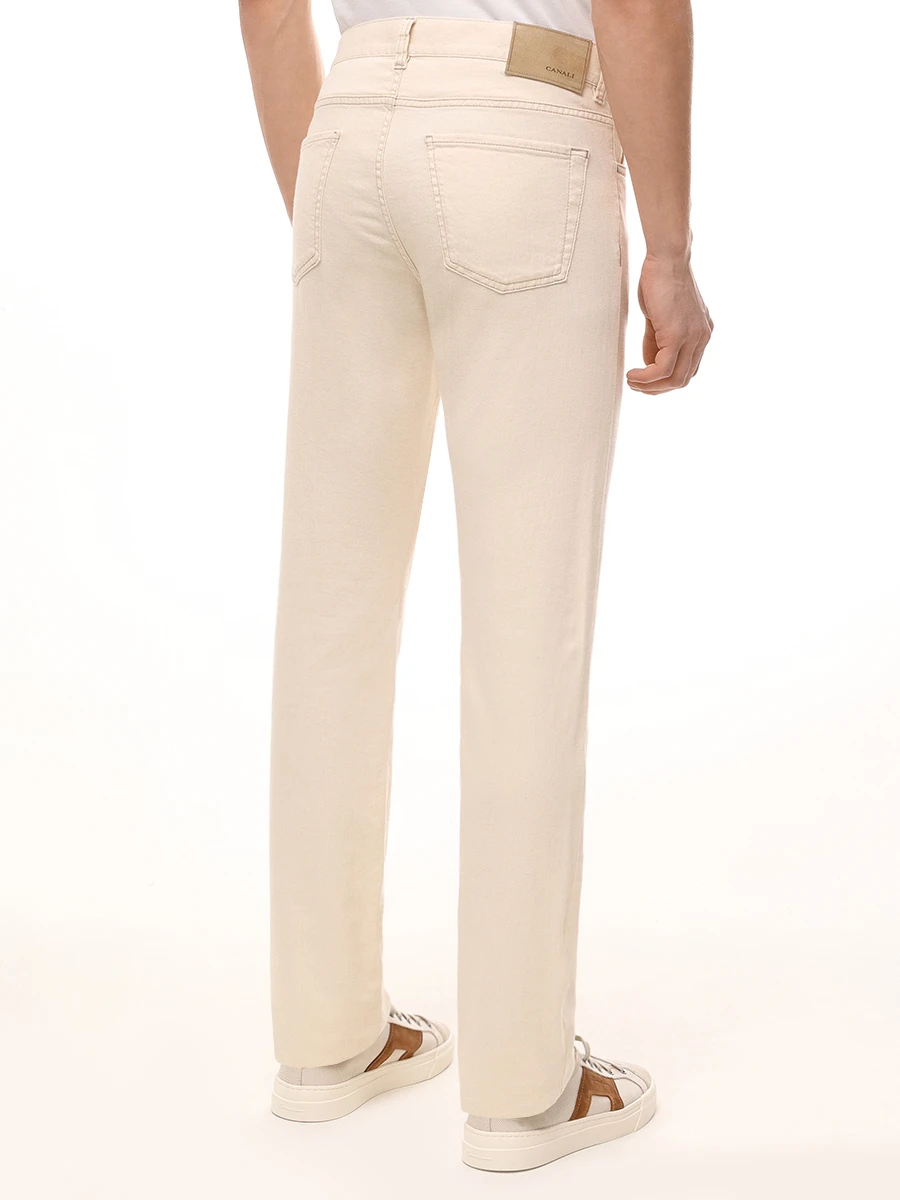 Джинсы Regular Fit из хлопка и лиоцелла CANALI PD01356/91719/003 Кремовый  Фото 3