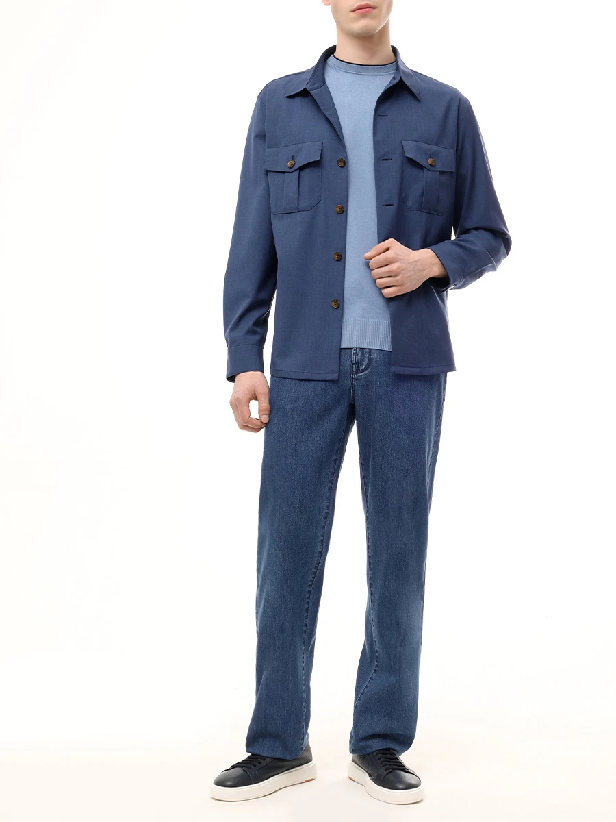 Джинсы Regular Fit хлопковые CANALI PD00018/91737/301 Голубой  Фото 2