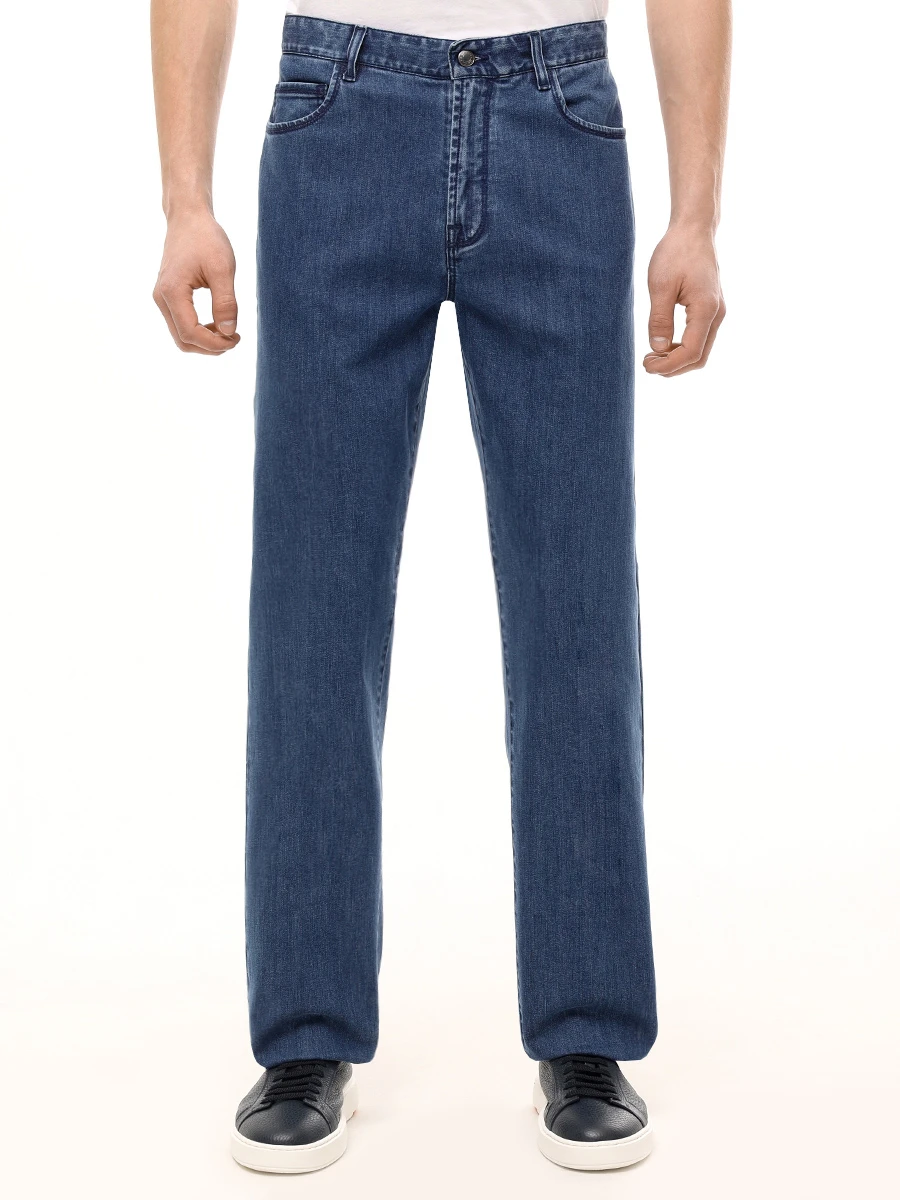 Джинсы Regular Fit хлопковые CANALI PD00018/91737/301 Голубой  Фото 4