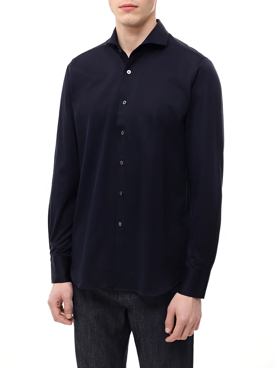 Рубашка Regular Fit из хлопка и лиоцелла CANALI GN03485/CSL7056/301 Темно- Синий  Фото 4