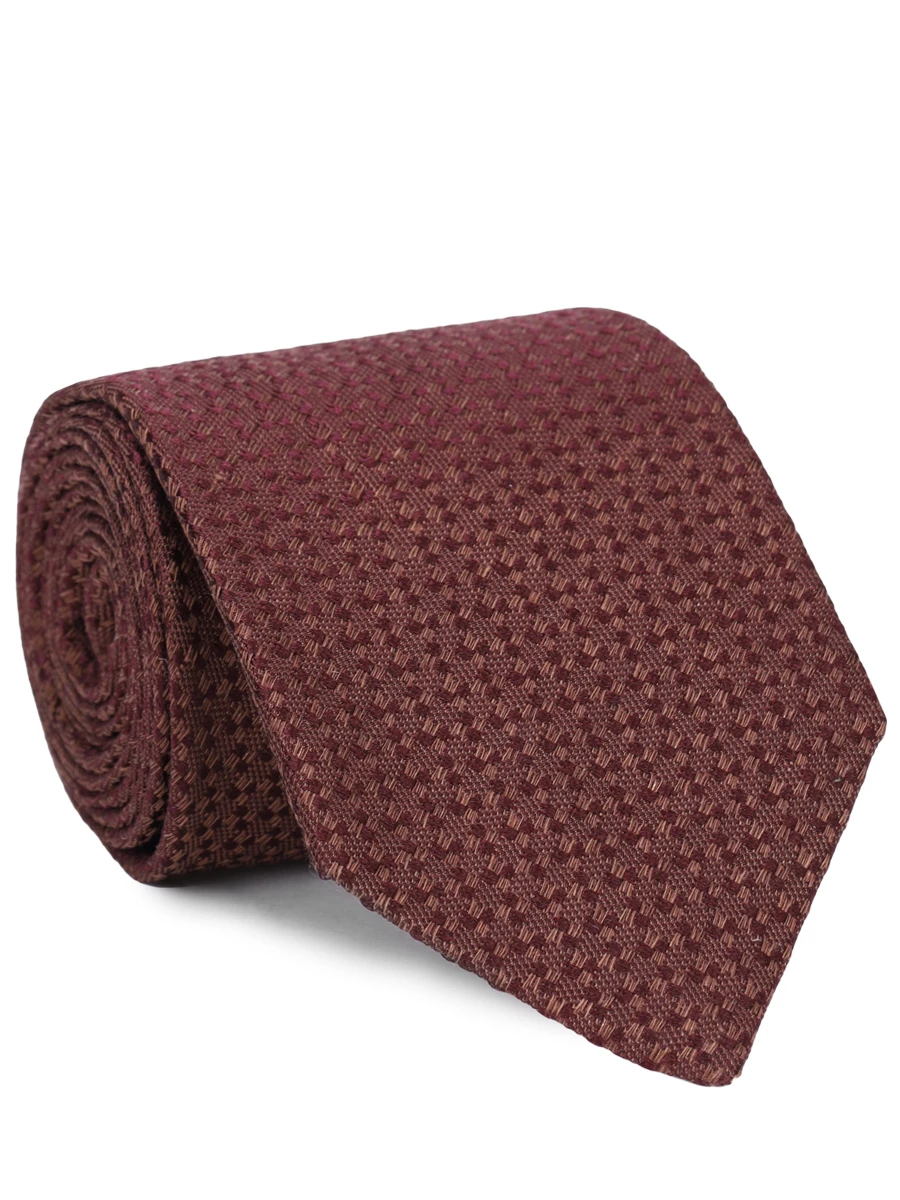 Галстук из шелка и льна CANALI HJ04285/18/2 Коричневый 