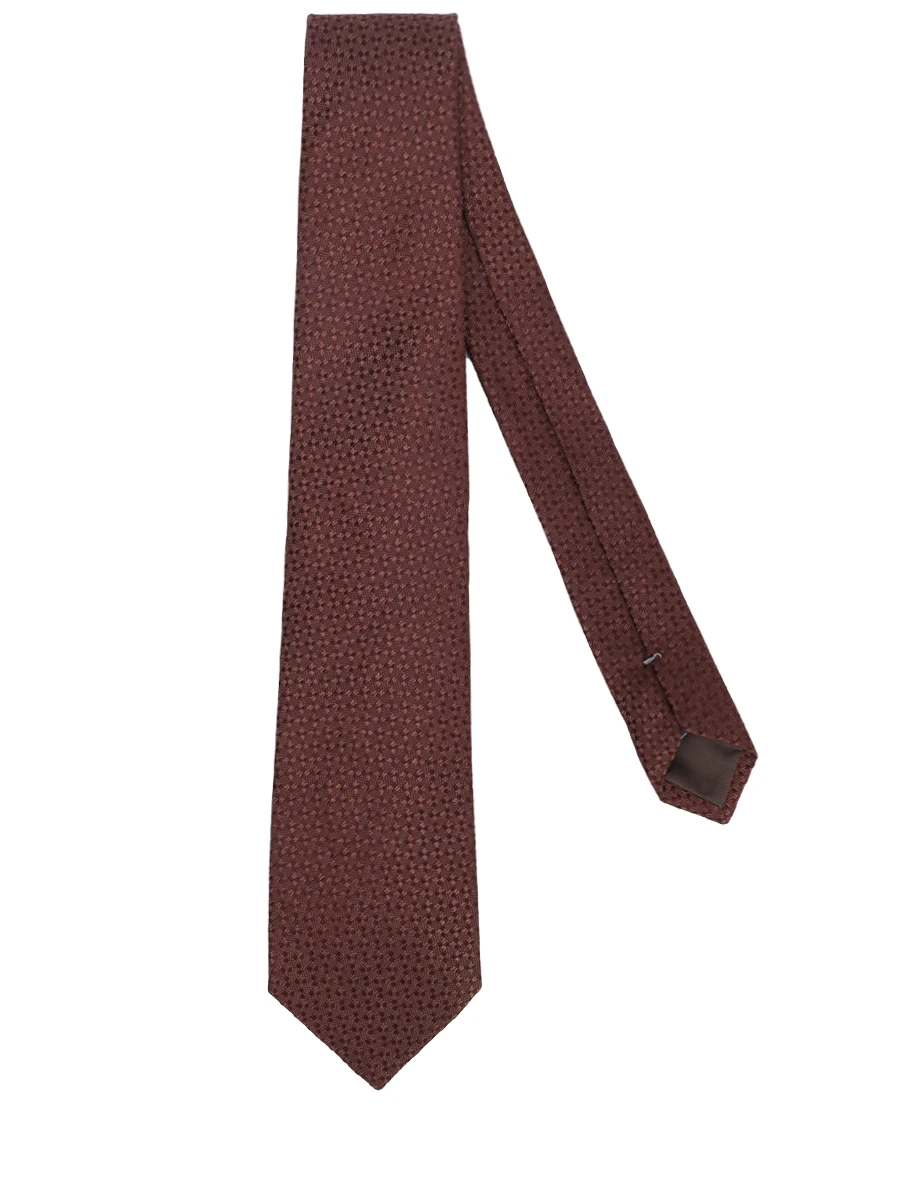 Галстук из шелка и льна CANALI HJ04285/18/2 Коричневый  Фото 2