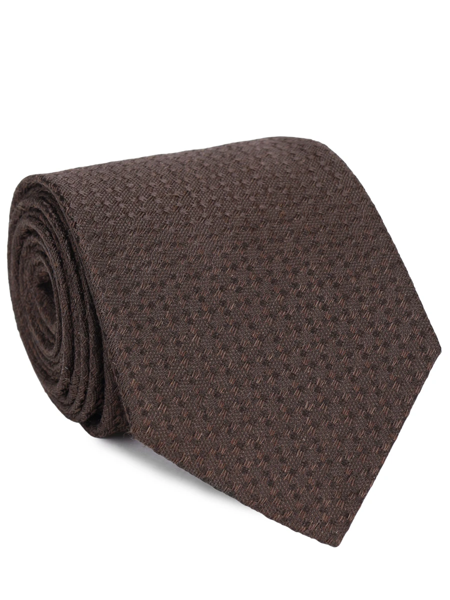 Галстук из шелка и льна CANALI HJ04285/18/3 Коричневый 