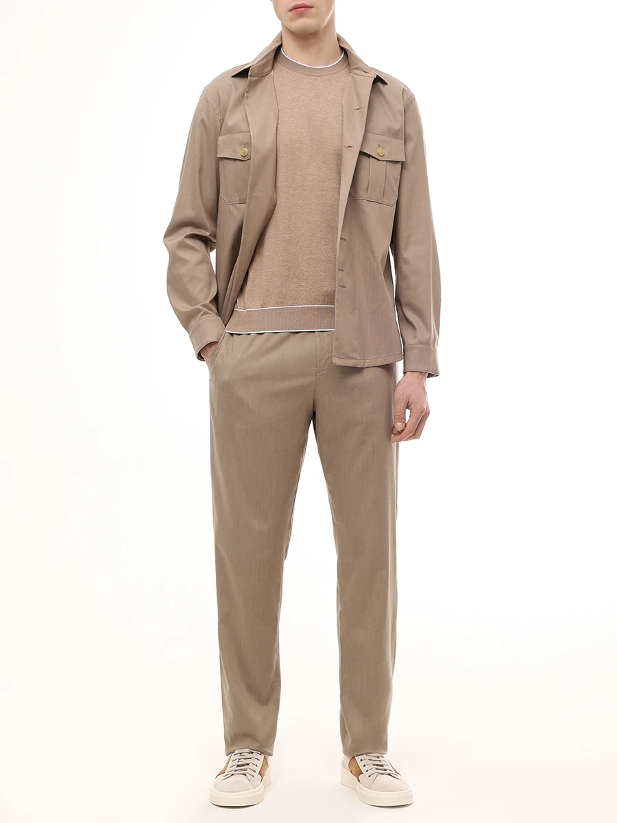 Брюки Regular Fit из лиоцелла CANALI AV04338/V7003/704/R Темно- Бежевый  Фото 2