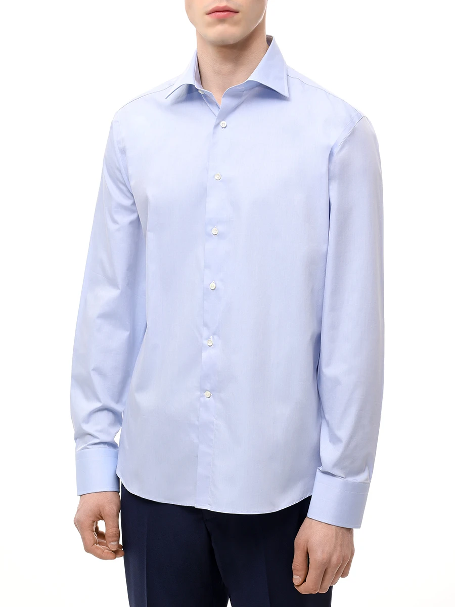 Рубашка Regular Fit хлопковая CANALI GR03299/NCL7018/301 Голубой  Фото 4