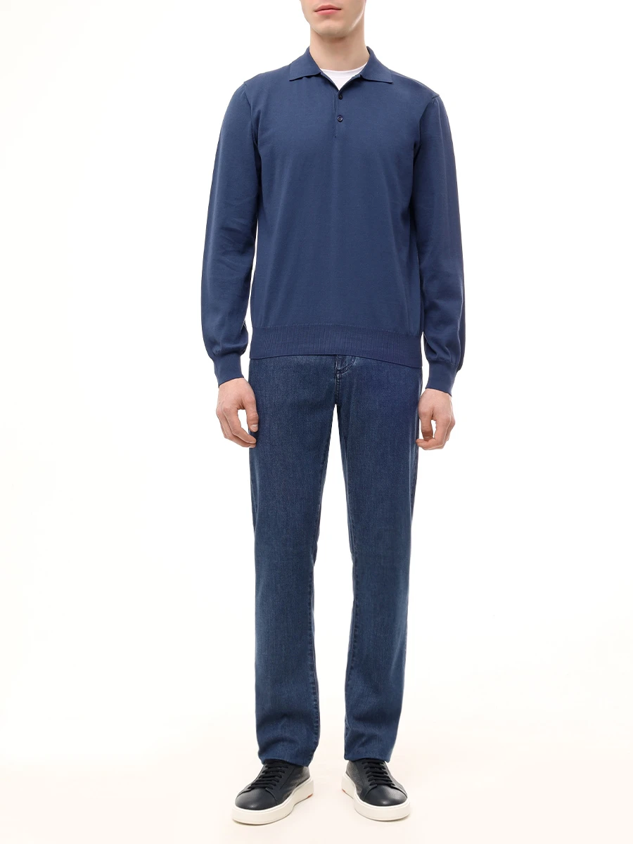 Джинсы Regular Fit из хлопка и лиоцелла CANALI PX01198/91719/302 Синий  Фото 2