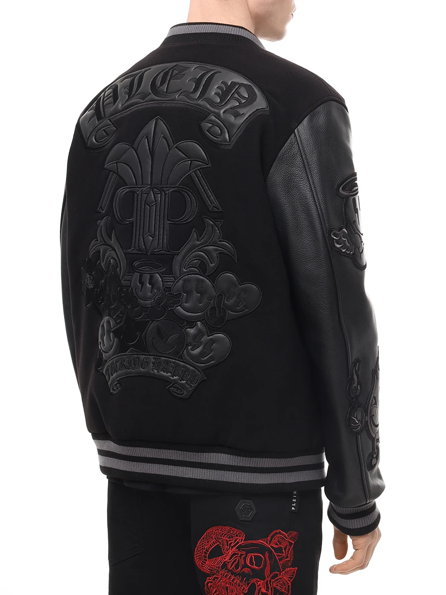 Бомбер комбинированный PHILIPP PLEIN MRB2519/02 Черный  Фото 3