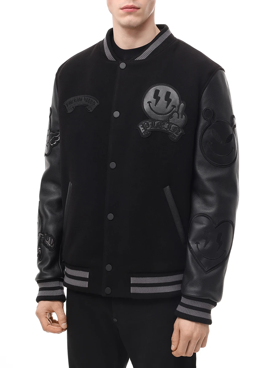 Бомбер комбинированный PHILIPP PLEIN MRB2519/02 Черный  Фото 4