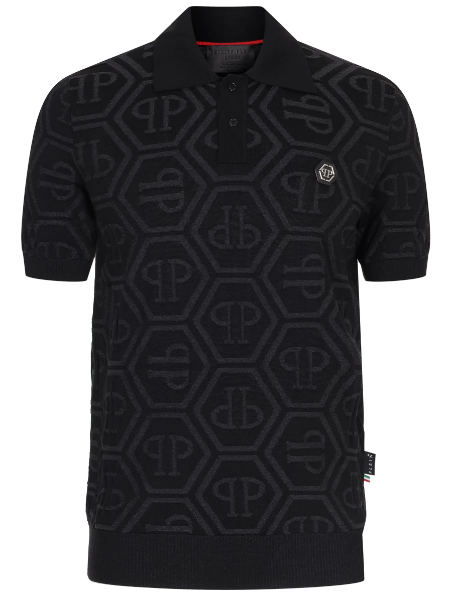 Поло из шерсти и шелка PHILIPP PLEIN MKK0282/02 Черный 