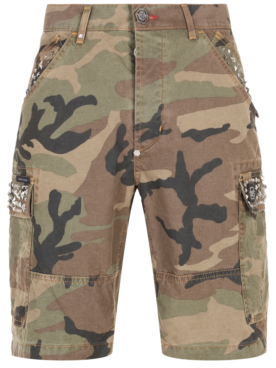 Шорты-карго хлопковые PHILIPP PLEIN MDT4036/50 Камуфляж 