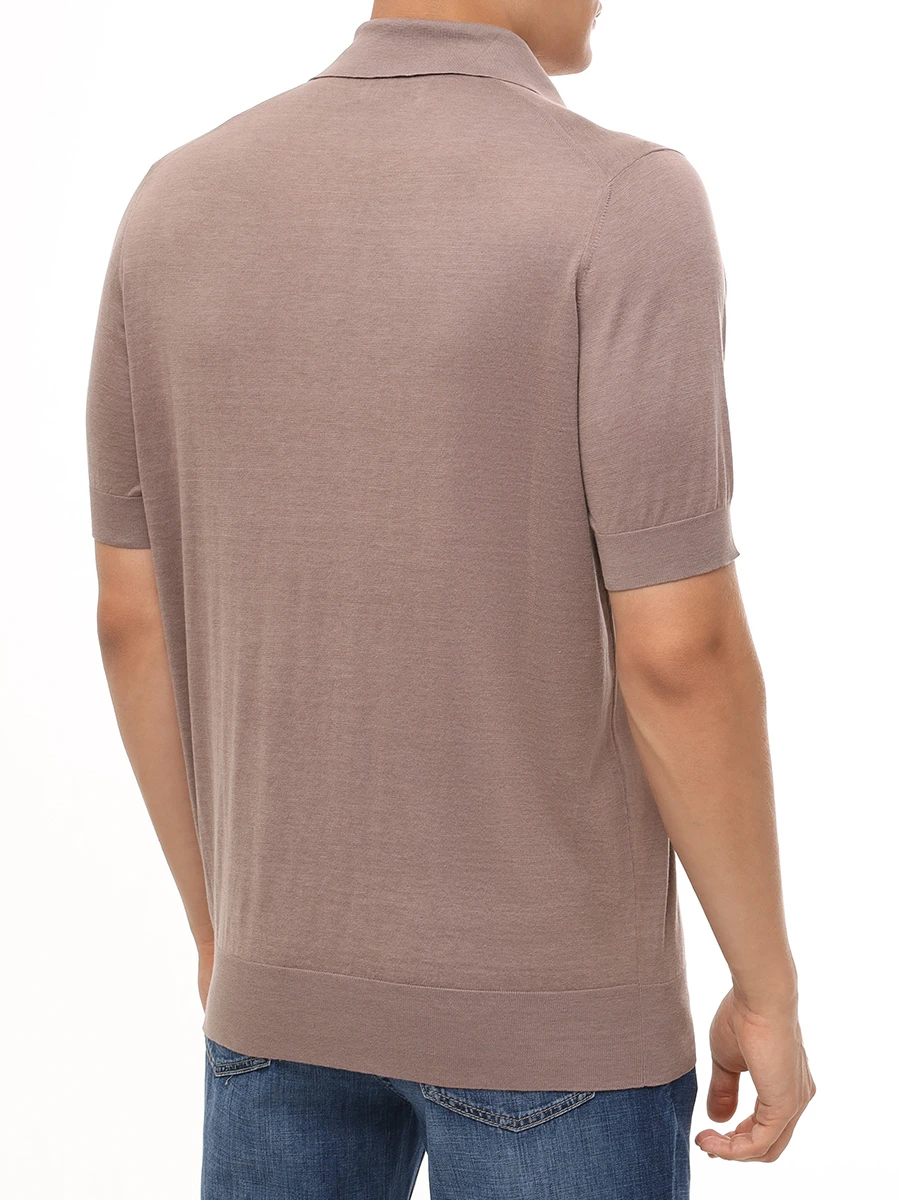 

Поло из шелка и хлопка, Коричневый, MNB805405 C2421