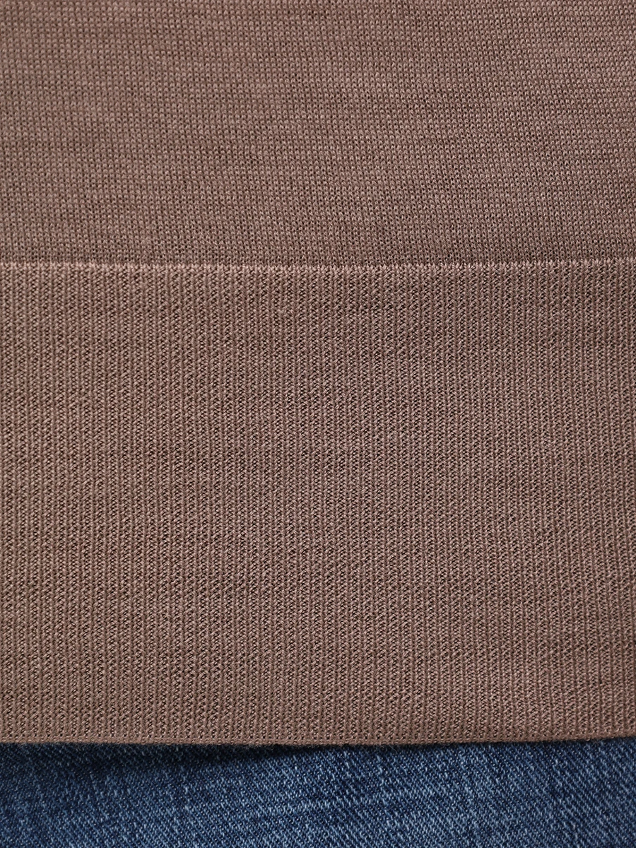 Поло из шелка и хлопка BRUNELLO CUCINELLI MNB805405 C2421 Коричневый  Фото 6