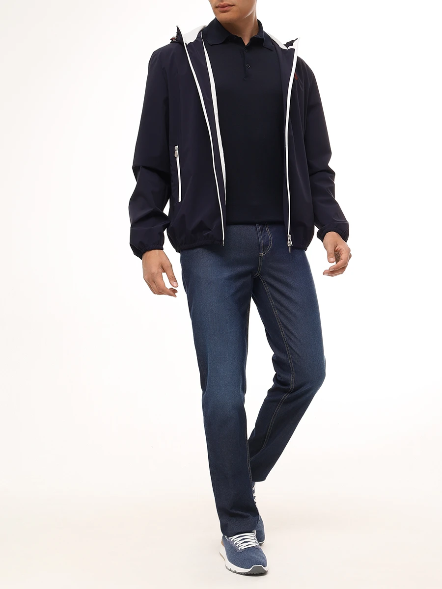 Поло из шелка и хлопка BRUNELLO CUCINELLI MNB805405 C2425 Синий  Фото 2