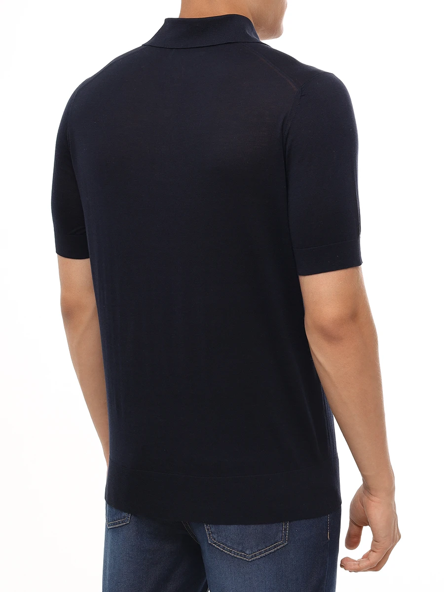 Поло из шелка и хлопка BRUNELLO CUCINELLI MNB805405 C2425 Синий  Фото 3