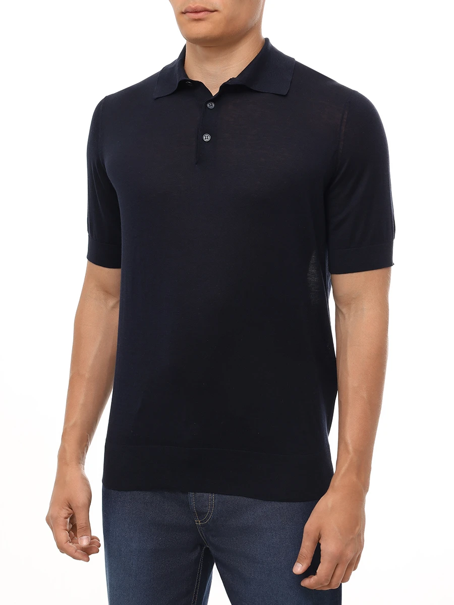 Поло из шелка и хлопка BRUNELLO CUCINELLI MNB805405 C2425 Синий  Фото 4