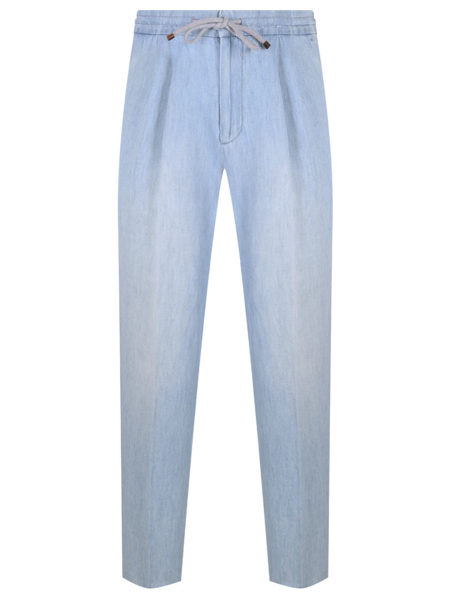 Джинсы Leisure Fit из хлопка и льна BRUNELLO CUCINELLI M239PE1710 C1469 Голубой 