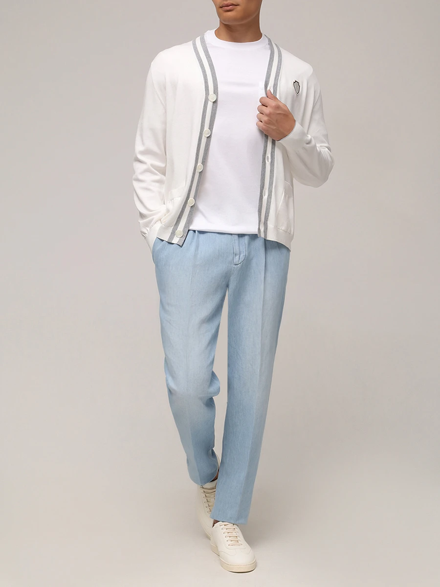 Джинсы Leisure Fit из хлопка и льна BRUNELLO CUCINELLI M239PE1710 C1469 Голубой  Фото 2