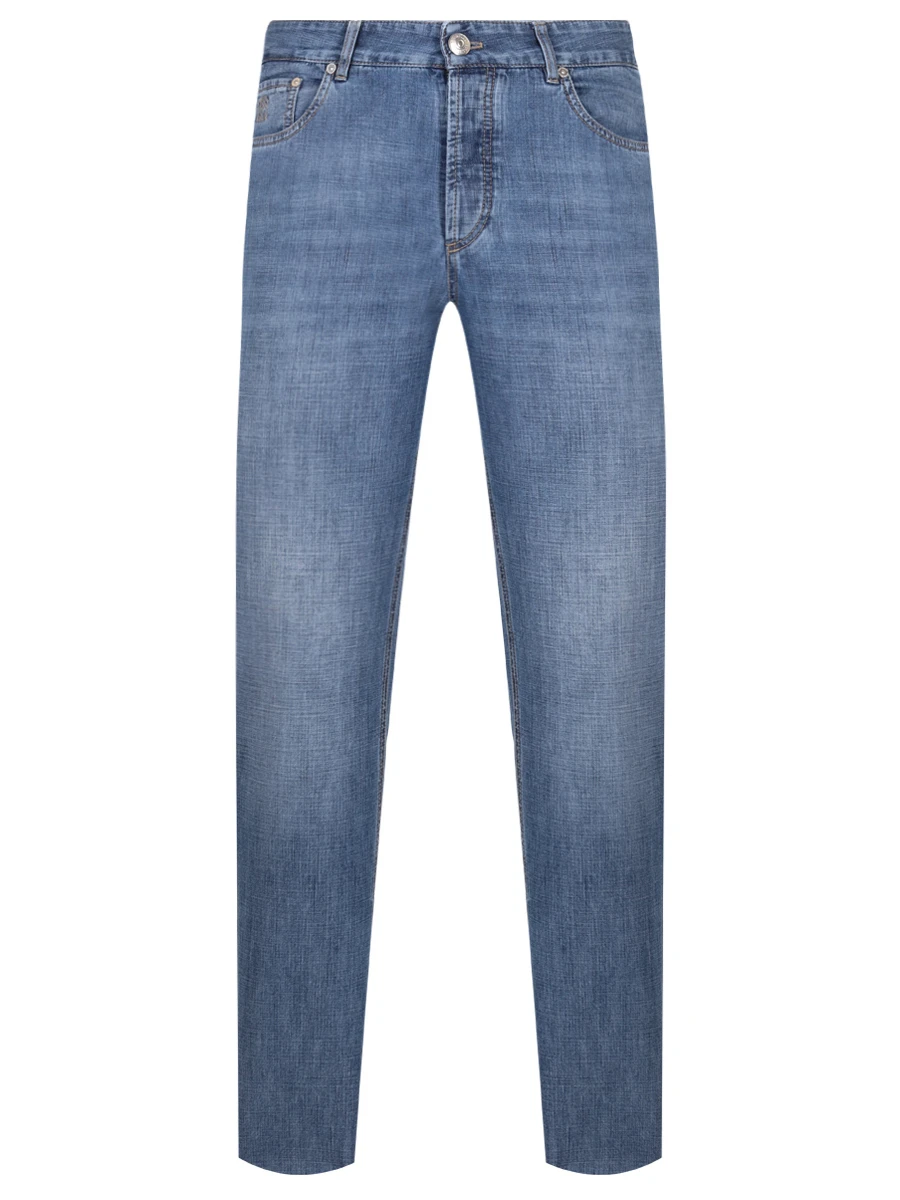 Джинсы Traditional Fit хлопковые BRUNELLO CUCINELLI ME645D3210 C1471 Синий 