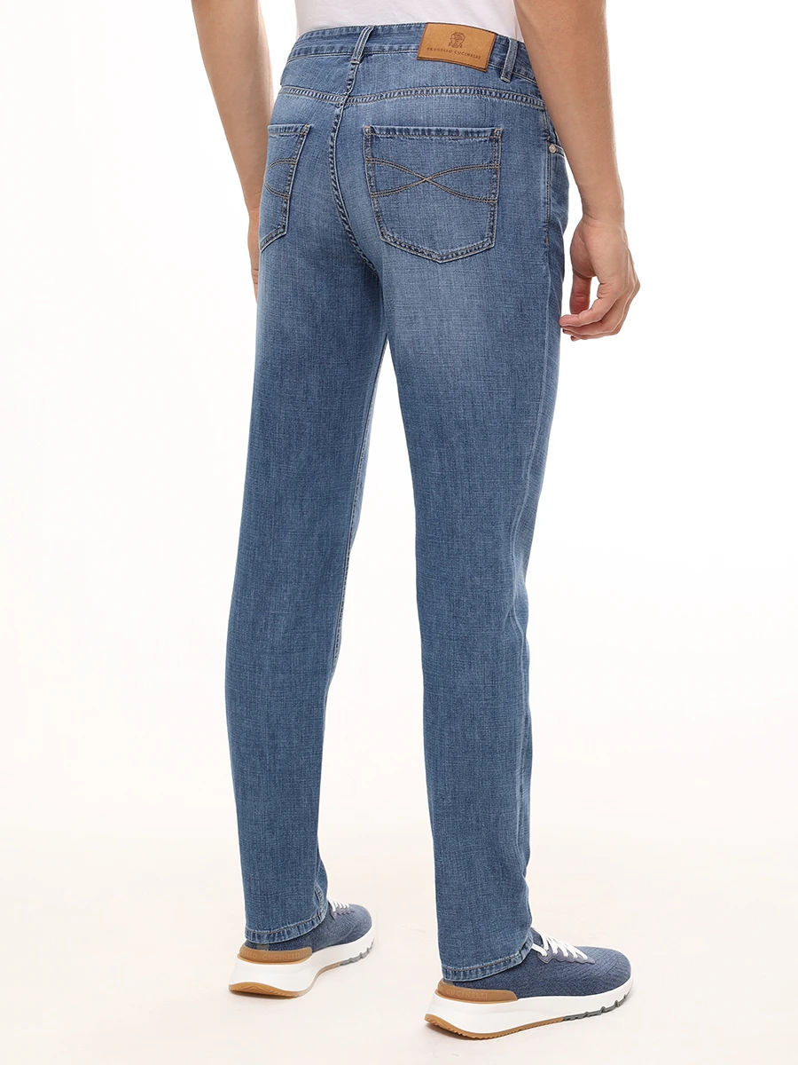 Джинсы Traditional Fit хлопковые BRUNELLO CUCINELLI ME645D3210 C1471 Синий  Фото 3