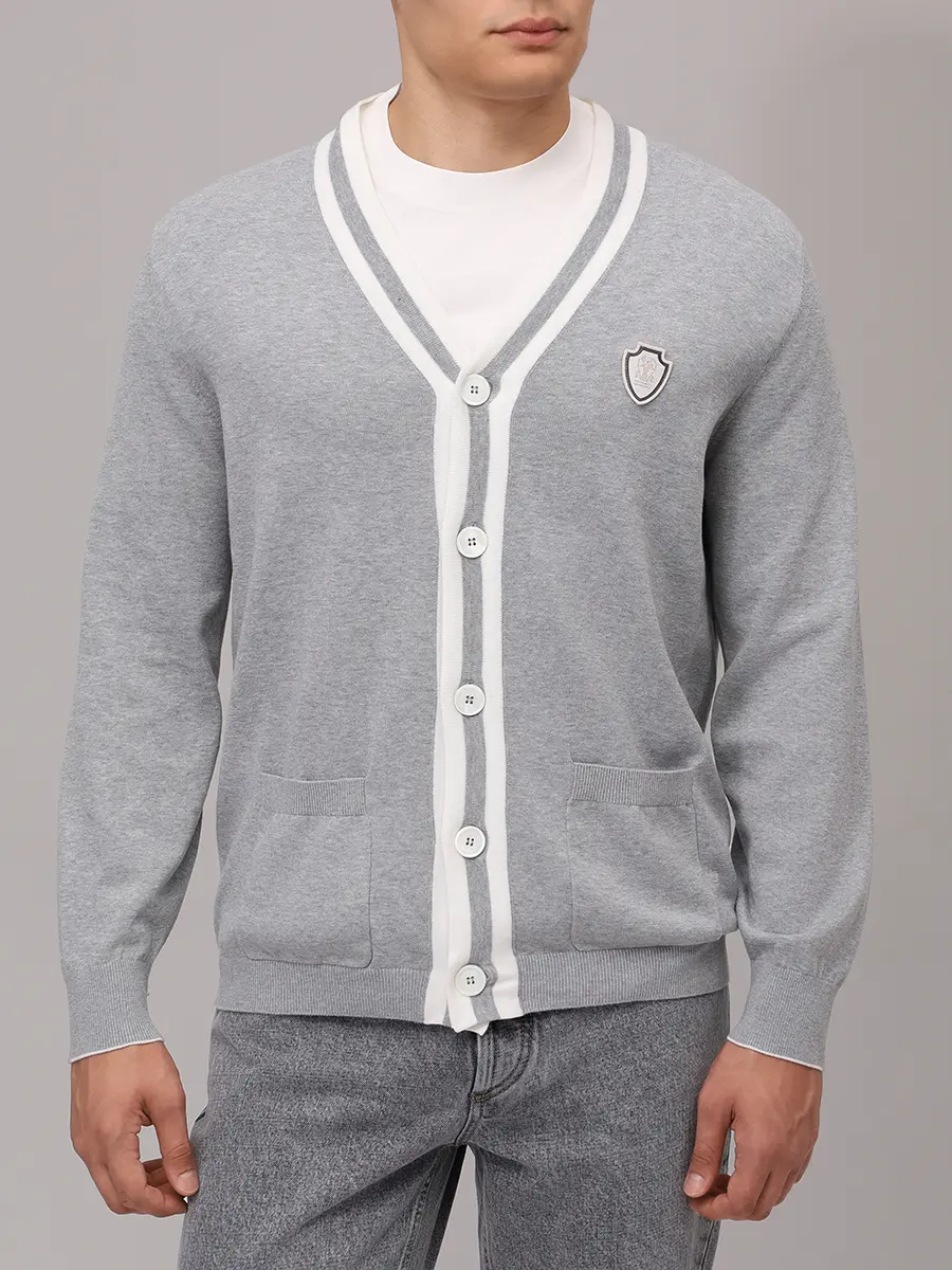 

Кардиган хлопковый, Серый, M29203606F CP157