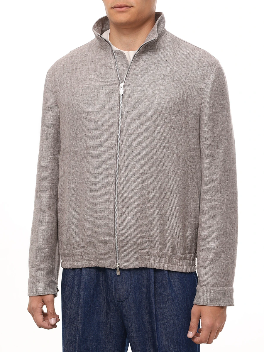 Бомбер льняной BRUNELLO CUCINELLI MW4826509 C2166 Бежевый  Фото 4