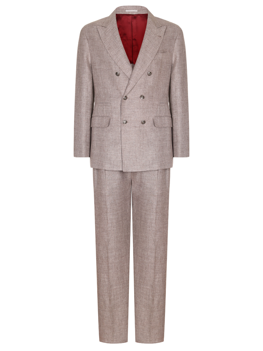 Костюм изо льна и шерсти BRUNELLO CUCINELLI MW482LDPM2 C2166 Бежевый 