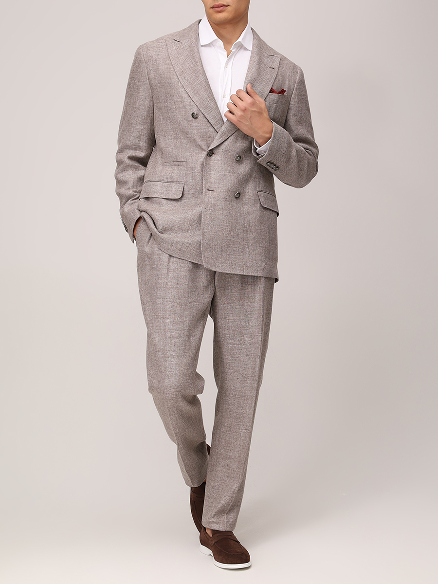 Костюм изо льна и шерсти BRUNELLO CUCINELLI MW482LDPM2 C2166 Бежевый  Фото 2