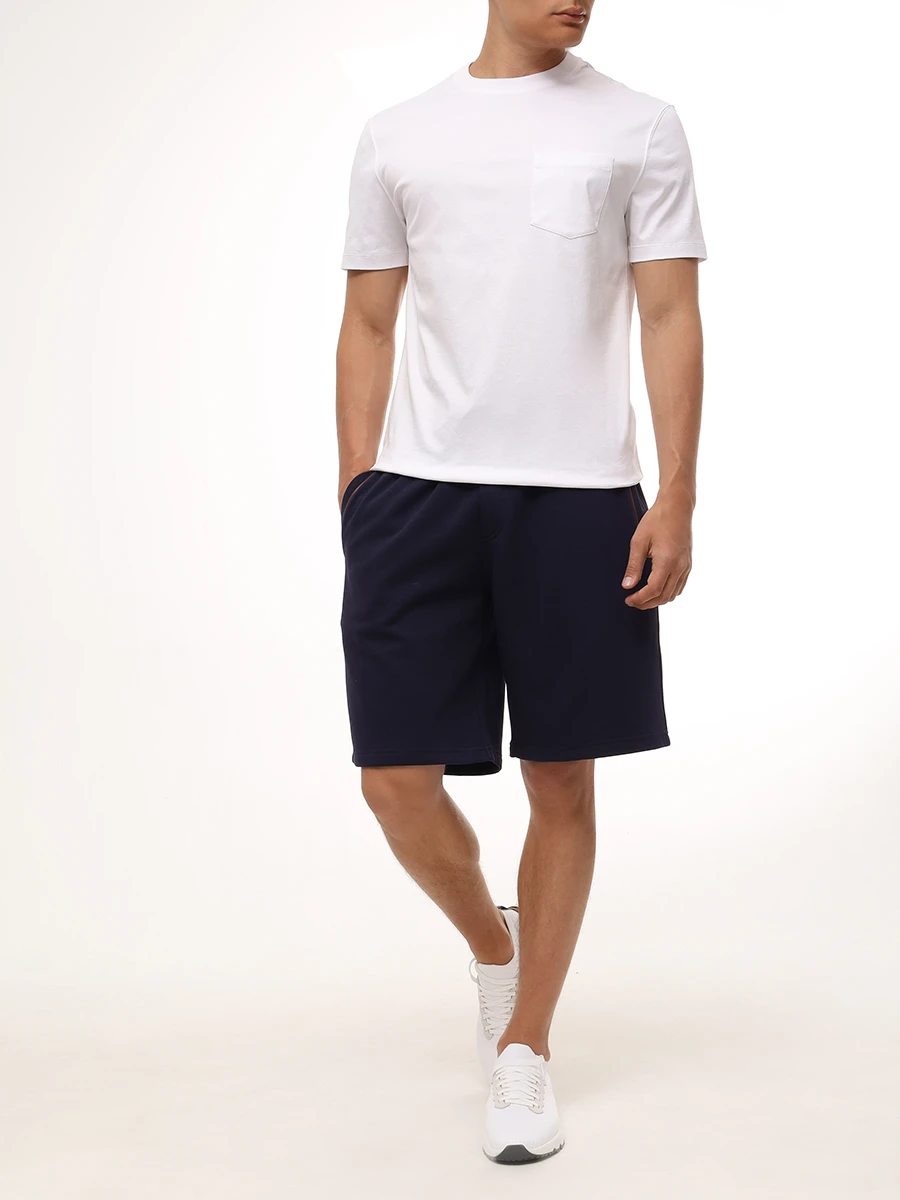 Шорты хлопковые BRUNELLO CUCINELLI MW8633318G C6134 Синий  Фото 2