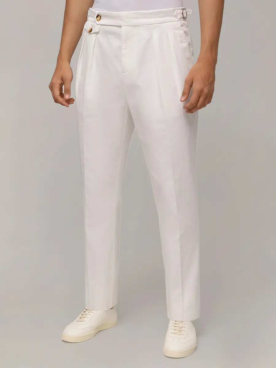 Брюки Tailor Fit хлопковые BRUNELLO CUCINELLI M252DM5030 C2200 Белый  Фото 4