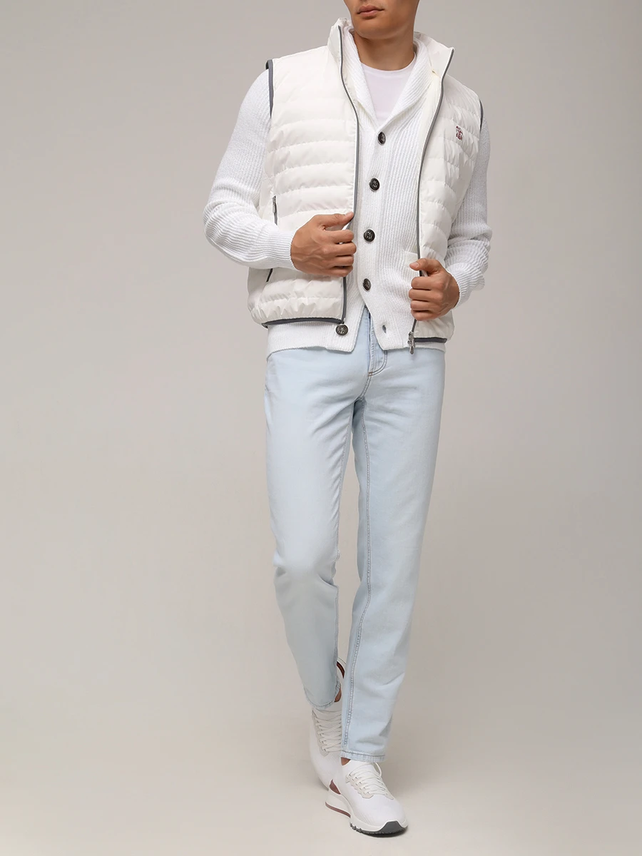 Джинсы Traditional Fit хлопковые BRUNELLO CUCINELLI ME645D3210 C1460 Голубой  Фото 2