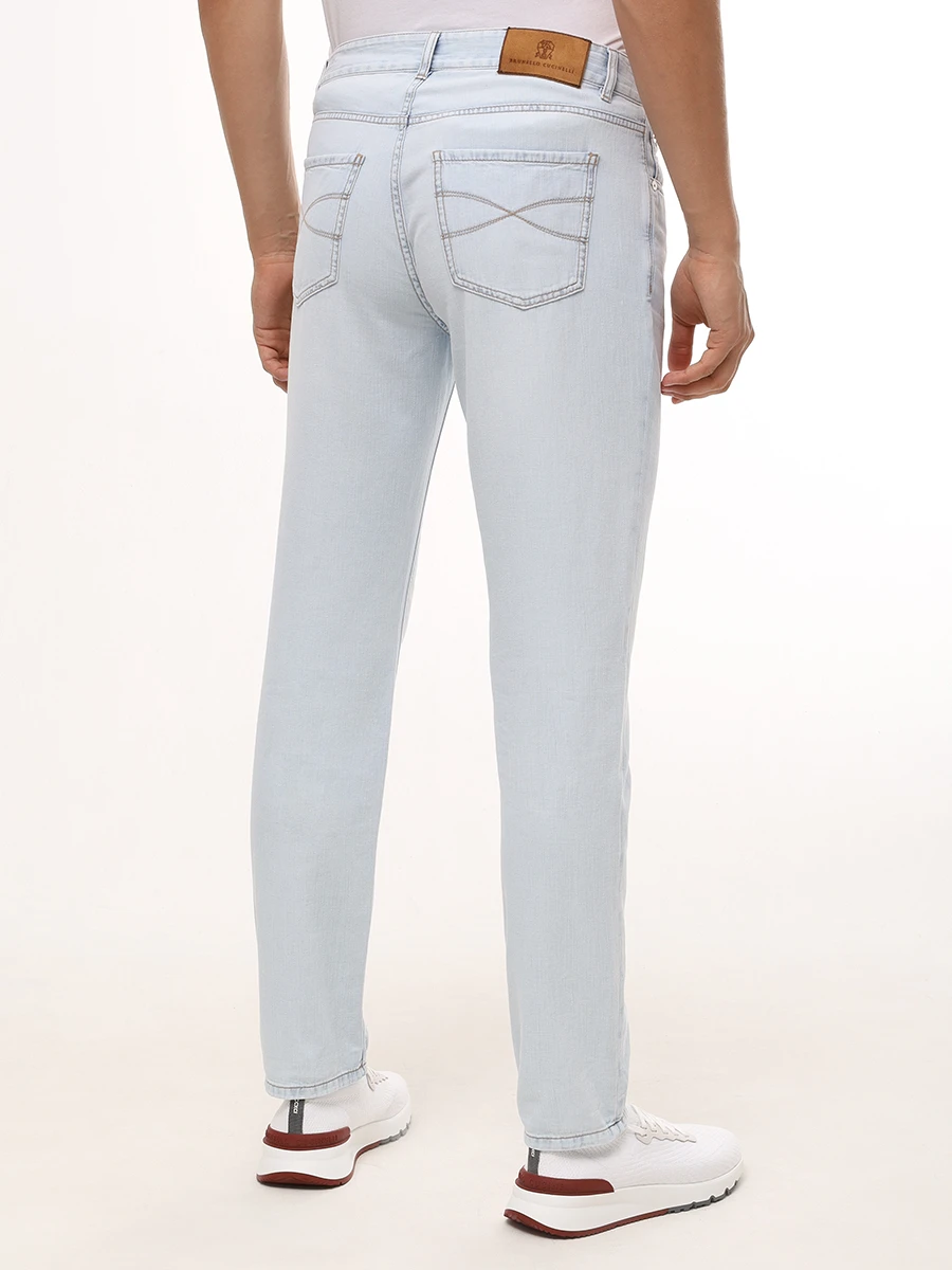 Джинсы Traditional Fit хлопковые BRUNELLO CUCINELLI ME645D3210 C1460 Голубой  Фото 3