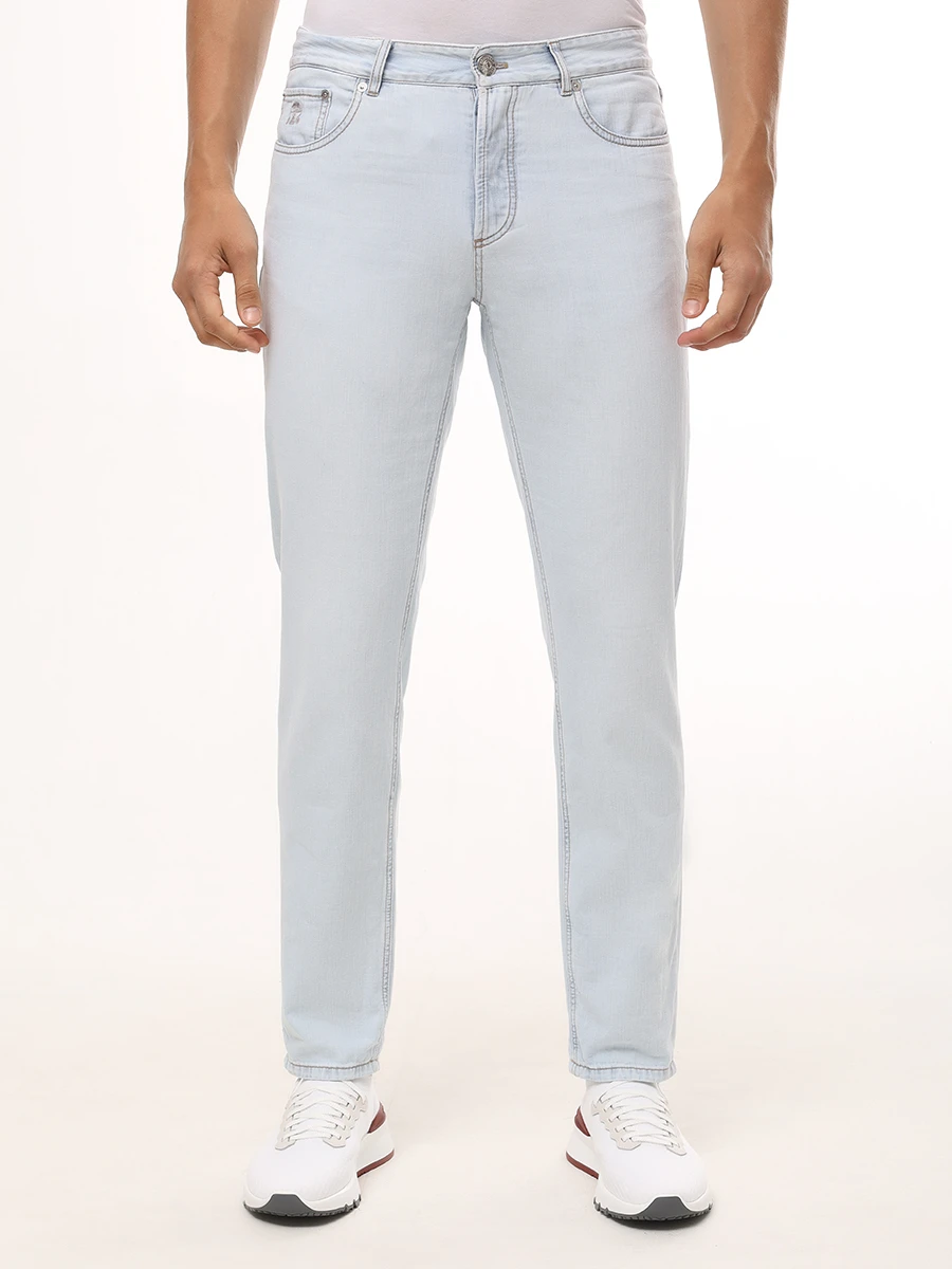 Джинсы Traditional Fit хлопковые BRUNELLO CUCINELLI ME645D3210 C1460 Голубой  Фото 4