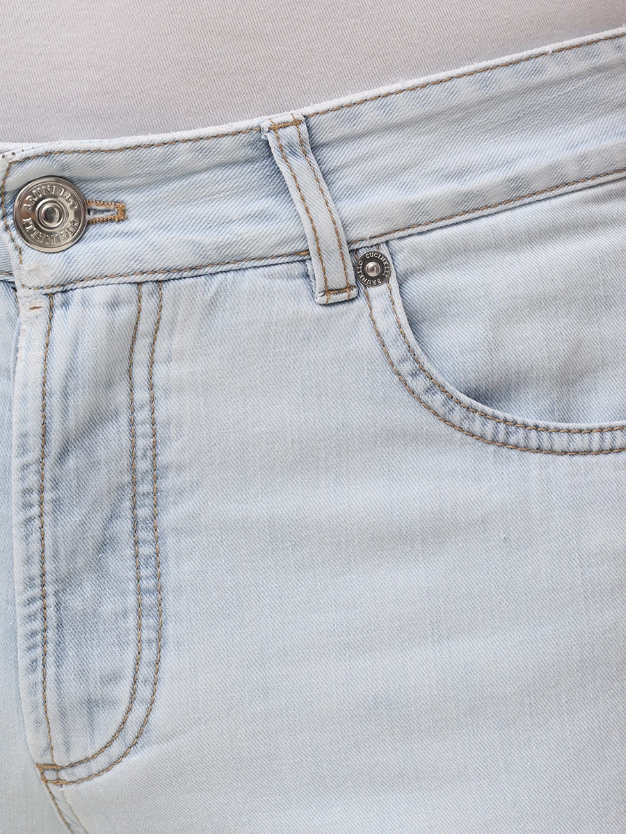 Джинсы Traditional Fit хлопковые BRUNELLO CUCINELLI ME645D3210 C1460 Голубой  Фото 5