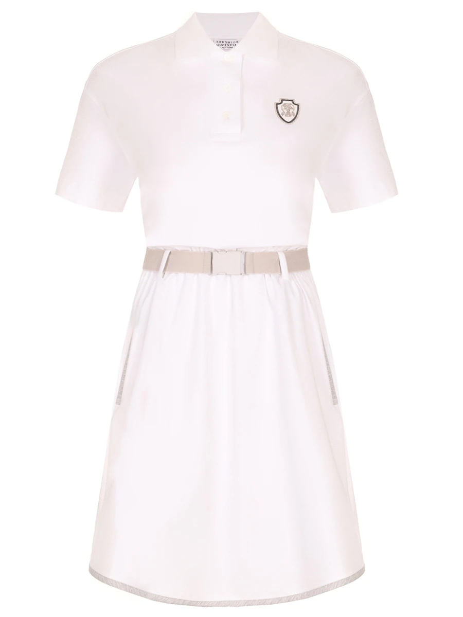 Платье-поло хлопковое BRUNELLO CUCINELLI ML946AVD13 C159 Белый 