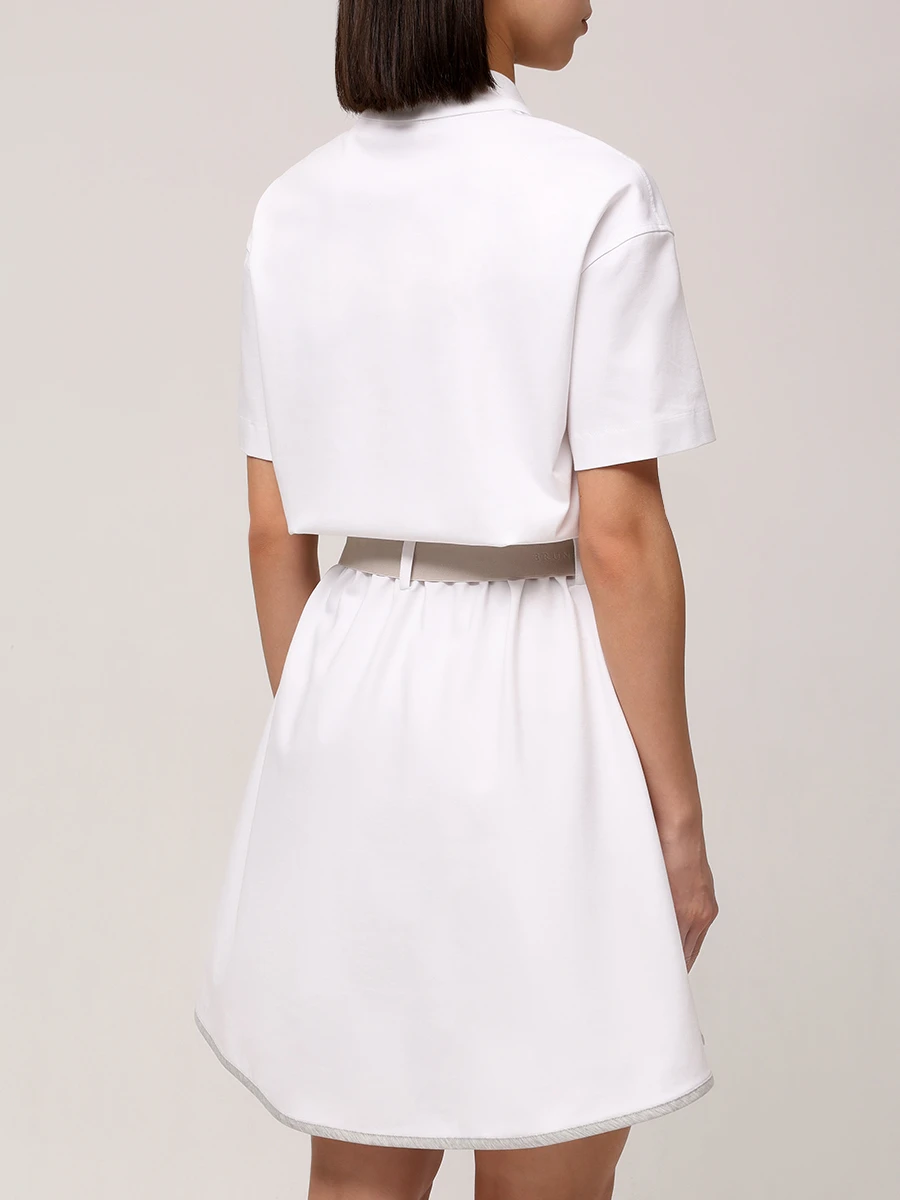 Платье-поло хлопковое BRUNELLO CUCINELLI ML946AVD13 C159 Белый  Фото 3