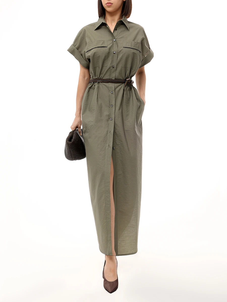 Платье хлопковое BRUNELLO CUCINELLI M0F79ARA51 C3066 Зеленый  Фото 2