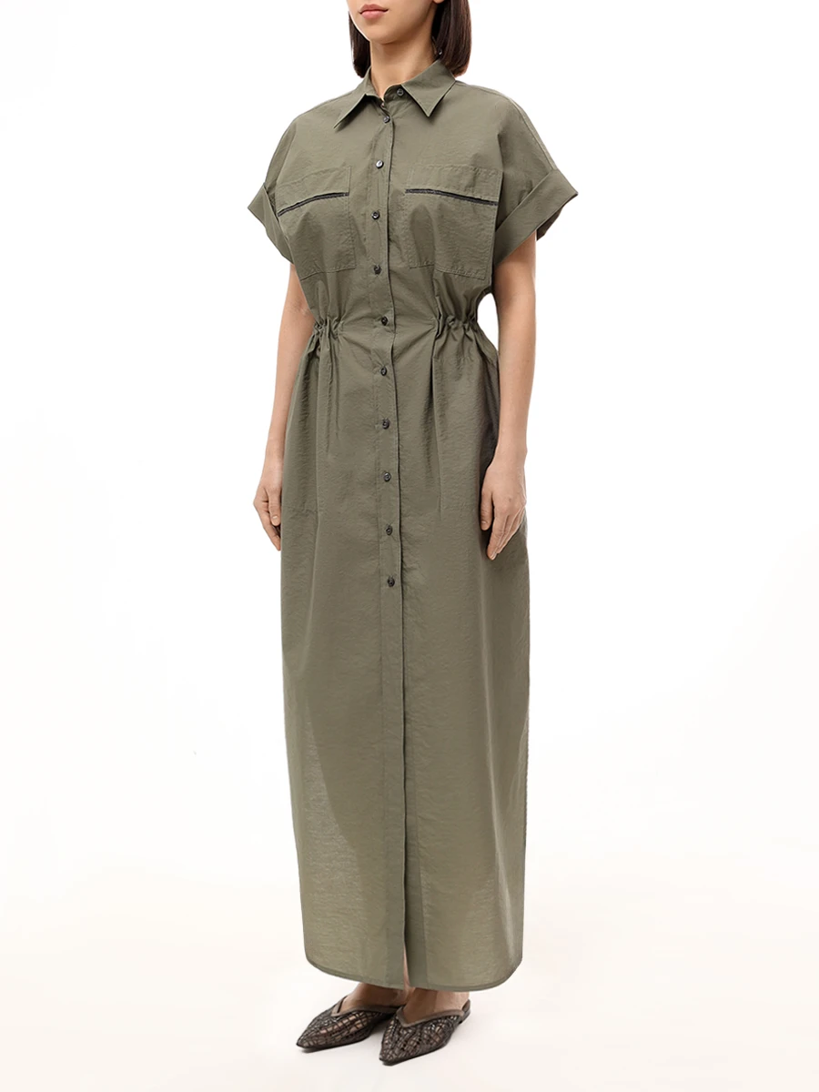 Платье хлопковое BRUNELLO CUCINELLI M0F79ARA51 C3066 Зеленый  Фото 4