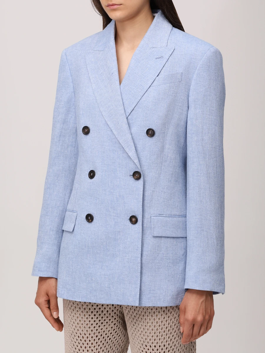 

Пиджак льняной, Голубой, MH5477039 C2481